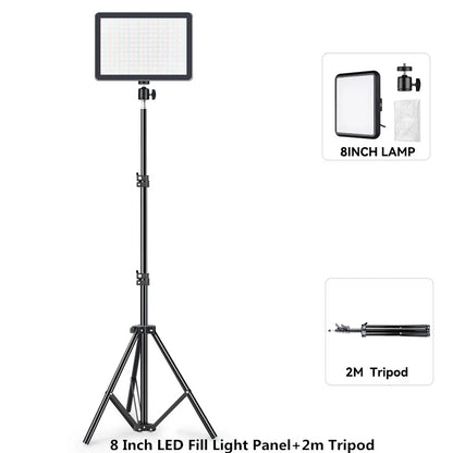 8/12 Inch LED Photography Video Panel Light Photo Studio Lighting Kit For Shoot Live Streaming Youbube With Tripod Stand