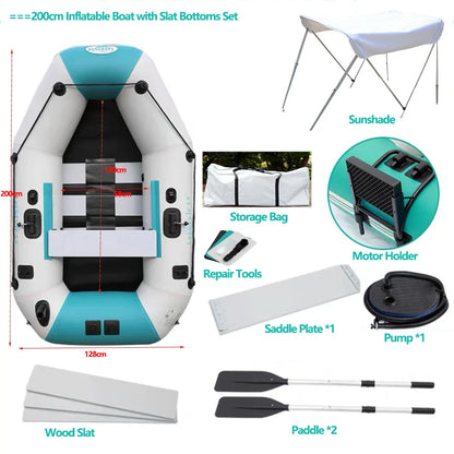 2.0~3.6m Inflatable Boat Air Deck Set 2+1 Air Chamber 0.9mm Thickened PVC 3-layer Mesh Wear Resistance Kayaks LUYA Fishing Boat