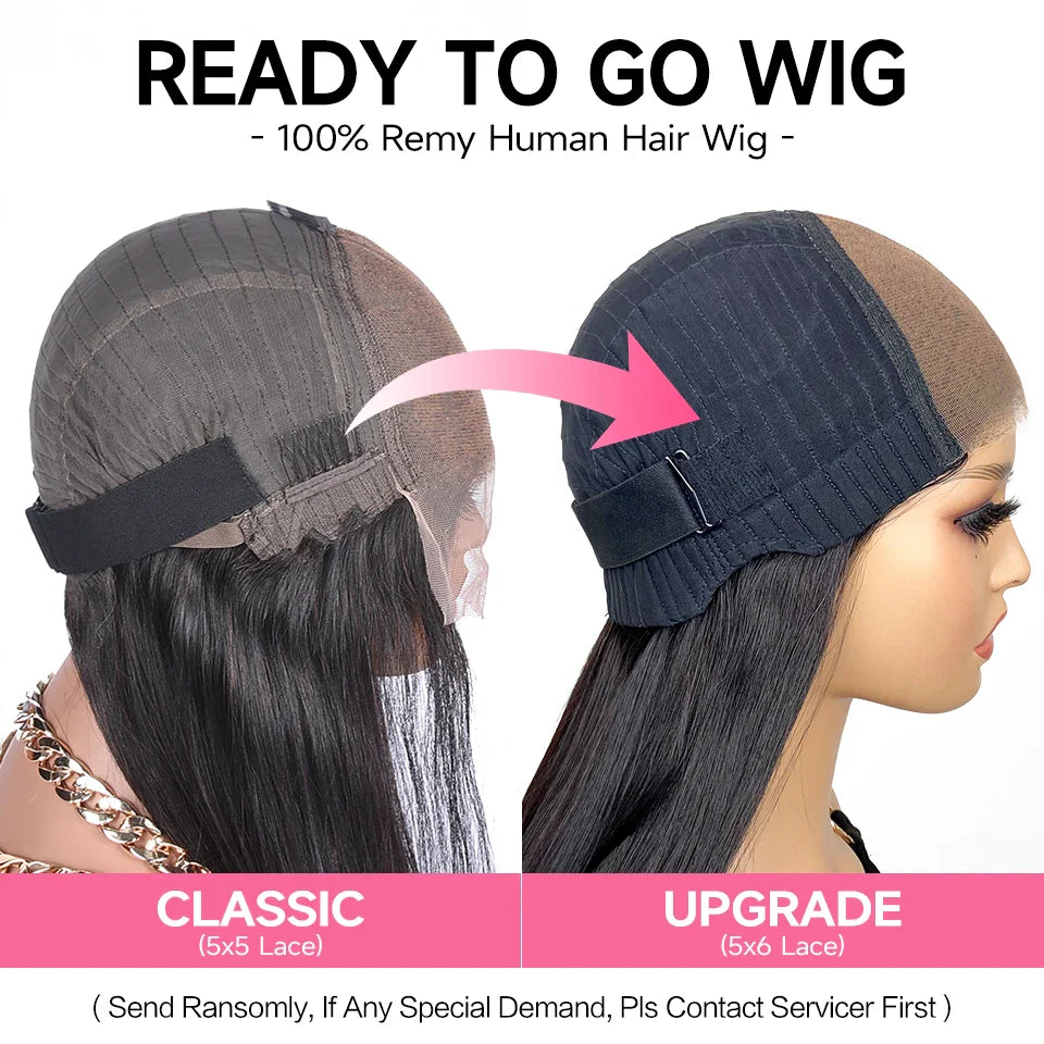 Ali Grace Glueless Wig 5x6 Straight Human Hair Wear&Go 4x4 Lace Closure Wig PrePlucked Hairline 13x4 Lace Front Human Hair Wigs