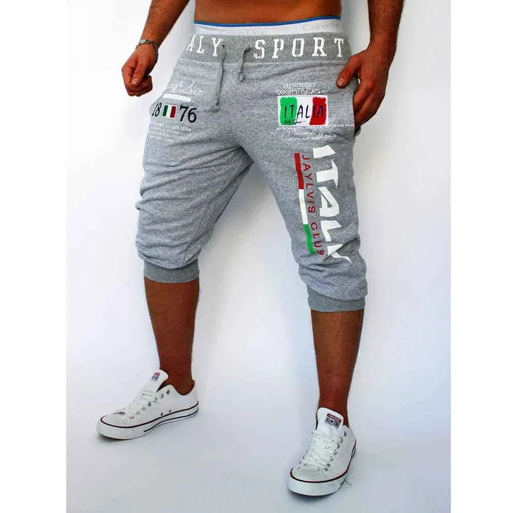 Men's Athletic Shorts Sweat Shorts Capri Pants Drawstring Print Letter Sports Outdoor Weekend Streetwear Stylish Sweatpants Male