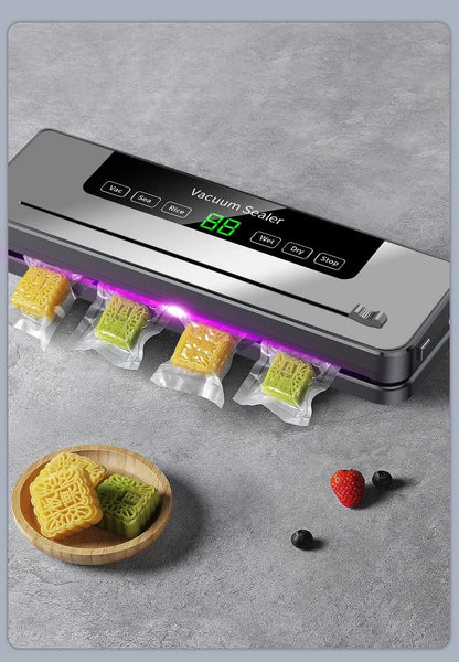 Food Vacuum Sealer Machine Dry Wet Food Vacuum Packaging Machine with UV Kitchen Food Storage Sealing Machine Built-in Cutter
