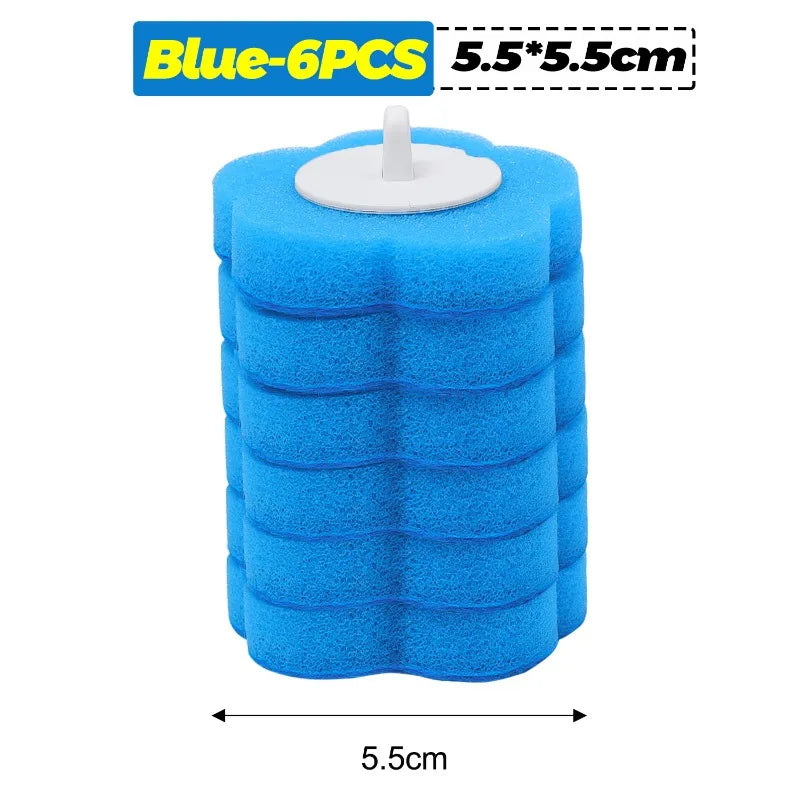 6-60PCS Toilet Disposable Replacement Head Foam Cleaning Sponges Heads Toilet Brush Refills No Dead Angle Bathroom Brush Heads