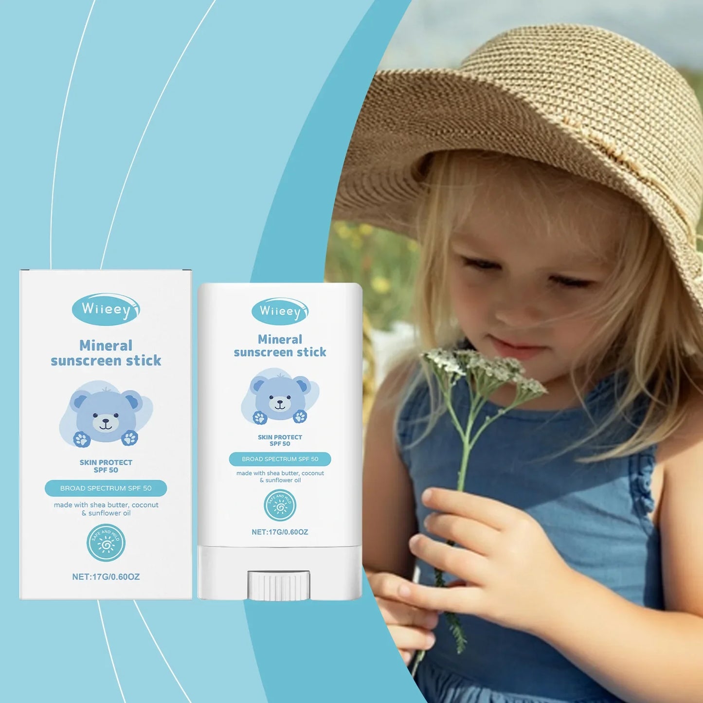 Children's Mild Sunscreen Stick Refreshing Not Irritating SPF 50+ Prevent UVA/UVB Sunburn Moisturize Children Nourish Sunscreen
