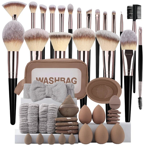 3-20PCS Makeup Brushes Set Eye Shadow Foundation Blush Highlighter Concealer Brush Female Beauty Tool Beauty Sponges Thumb Puffs