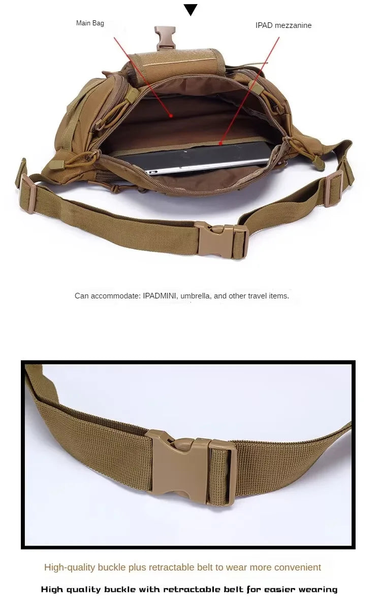 Men's Tactical Fanny Pack Nylon Waist Bag - Outdoor Sports Cycling Travel Hiking Camping Hip Pack Small Utility Belt Bag
