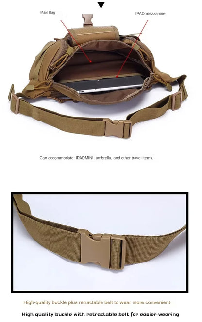 Men's Tactical Fanny Pack Nylon Waist Bag - Outdoor Sports Cycling Travel Hiking Camping Hip Pack Small Utility Belt Bag