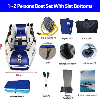 Inflatable Kayak Fishing Boat with Slats Bottom – PVC, 1–6 Persons (1.75–3.3m)