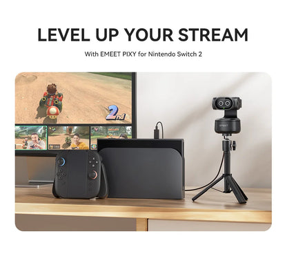 4K Webcam PTZ Web Camera EMEET PIXY Dual-Camera AI Tracking Video Camera for Streaming With SonySensor Gesture Control Autofocus