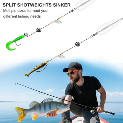 60/120 Pcs Lead Biting Set Open Lead Biting Bare Round Open Lead Raft Fishing Clip Lead Fishing Gear Lead Drop Platform Fishing