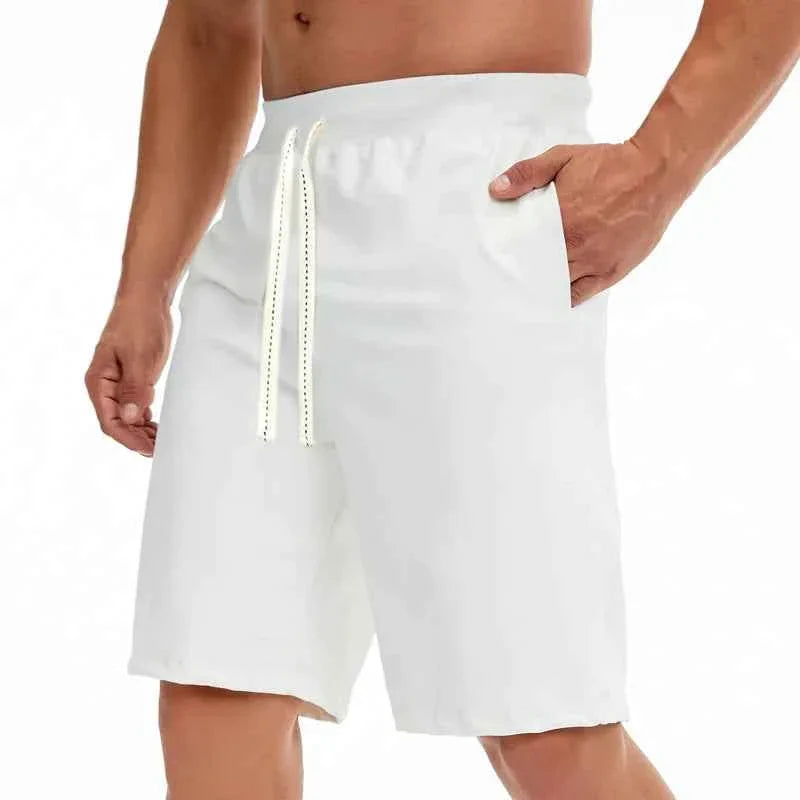 Men's Cotton Blend Beach Shorts – Loose Drawstring Casual Running & Sports Shorts
