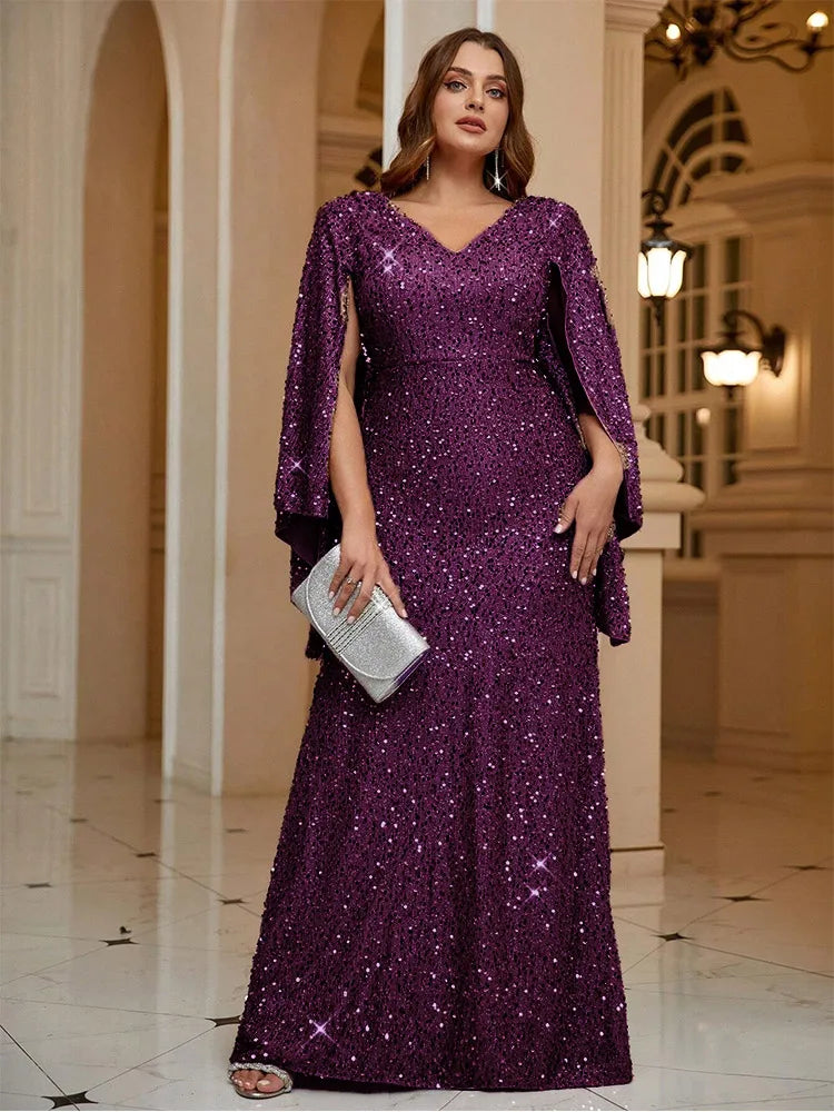 Plus Size Pink Shawl Shining Gorgeous Ballroom Evening Dress 4XL 5XL Big Size Wedding Evening Dress Women Prom Dress