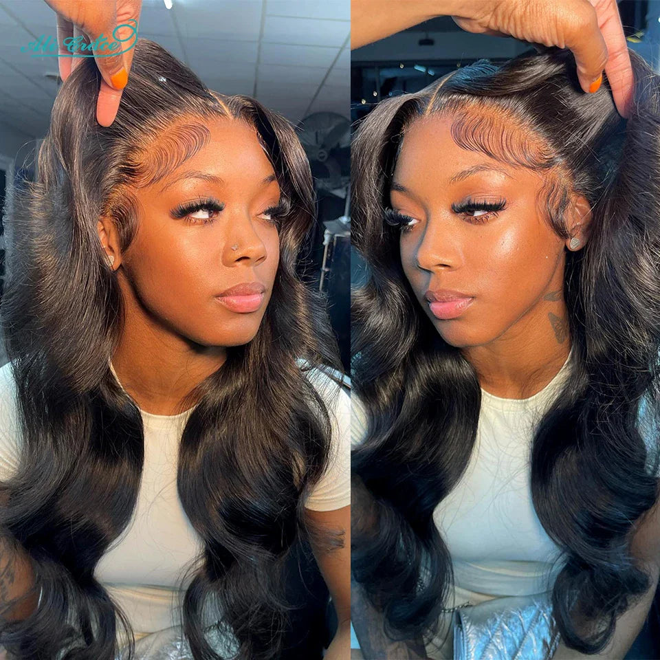 Ali Grace Hair Bleached Knots Body Wave 13x4 Lace Front Human Hair Wigs For Women Pre Plucked Hairline Body Wave Full Lace Wigs