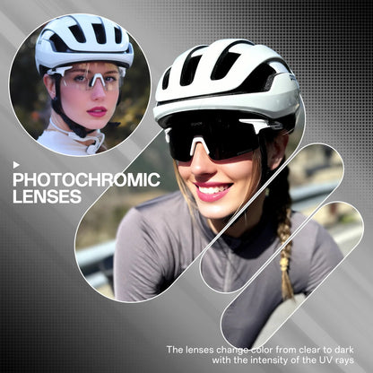 SCVCN Photochromic Cycling Glasses Sunglasses Outdoor Cycling Road Mountain Bike Glasses Men and Women Casual Hiking Windproof