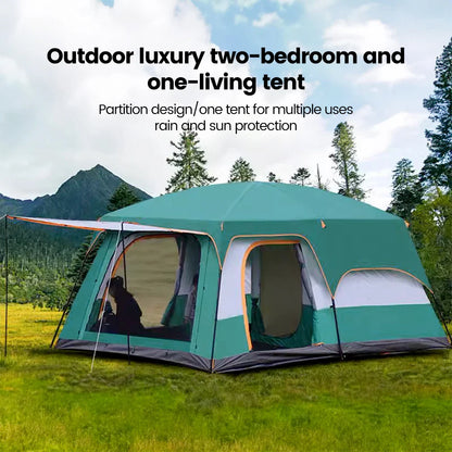 4-Season Camping Tent – 3-12 Person Waterproof Double Layer 2-Room Family Tent