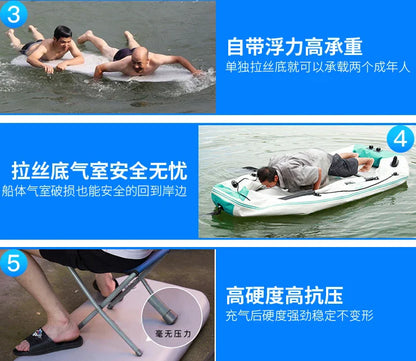 2.0~3.6m Inflatable Boat Air Deck Set 2+1 Air Chamber 0.9mm Thickened PVC 3-layer Mesh Wear Resistance Kayaks LUYA Fishing Boat