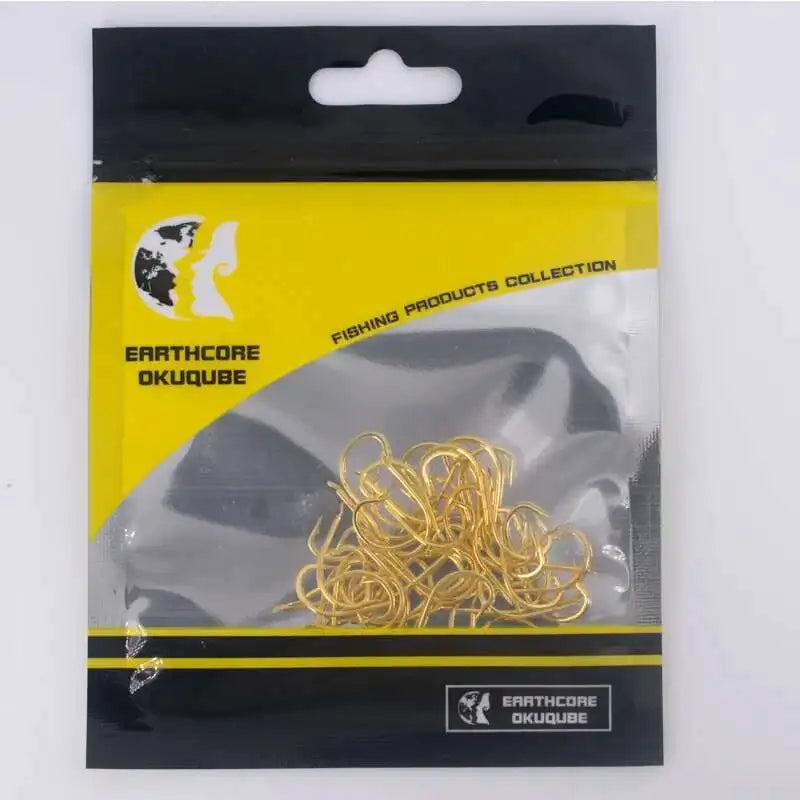 High-Carbon Barbed Fishhooks – 50pcs, Sizes 1–13#, Black & Golden, Carp & Sea Fishing