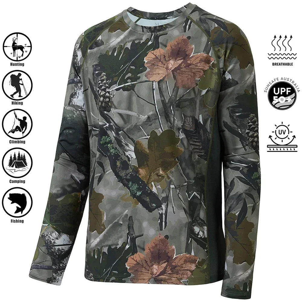 Men's Camouflage Long Sleeve Fishing Shirt – Casual Outdoor Sportswear