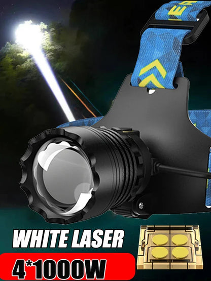 300000000LM Upgrade 4*White laser Headlamp Fishing Headlight 18650 Battery Flashlight USB Rechargeable Head Lights Torch Lantern