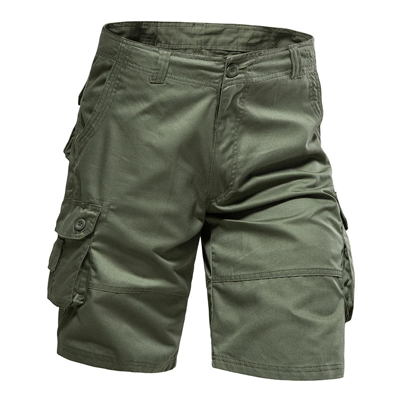 Men's Multi-Pocket Cotton Cargo Shorts – Loose Fit Outdoor & Beach Shorts