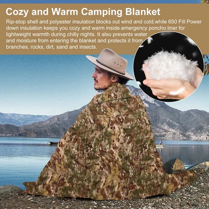 Military Poncho Liner Blanket – 82×58", Water-Repellent, 5 Colors