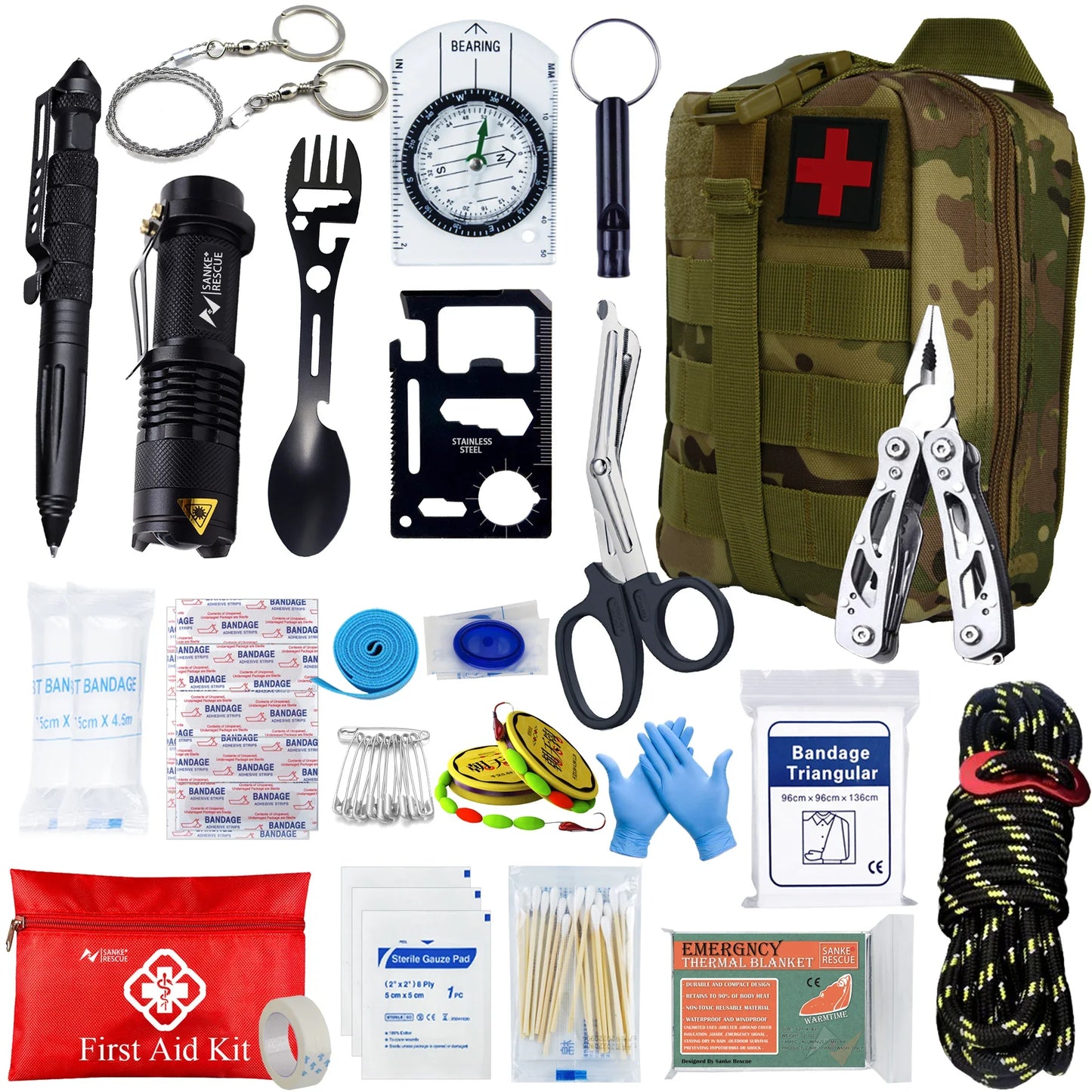 Survival First Aid Kit – Full Outdoor Emergency Trauma Bag for Camping & Hiking