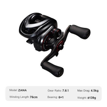 Aluminum Alloy Baitcasting Reel – 139g, 7.6:1 Ratio, 4KG Drag, SEBS Magnetic Brake, Left Hand