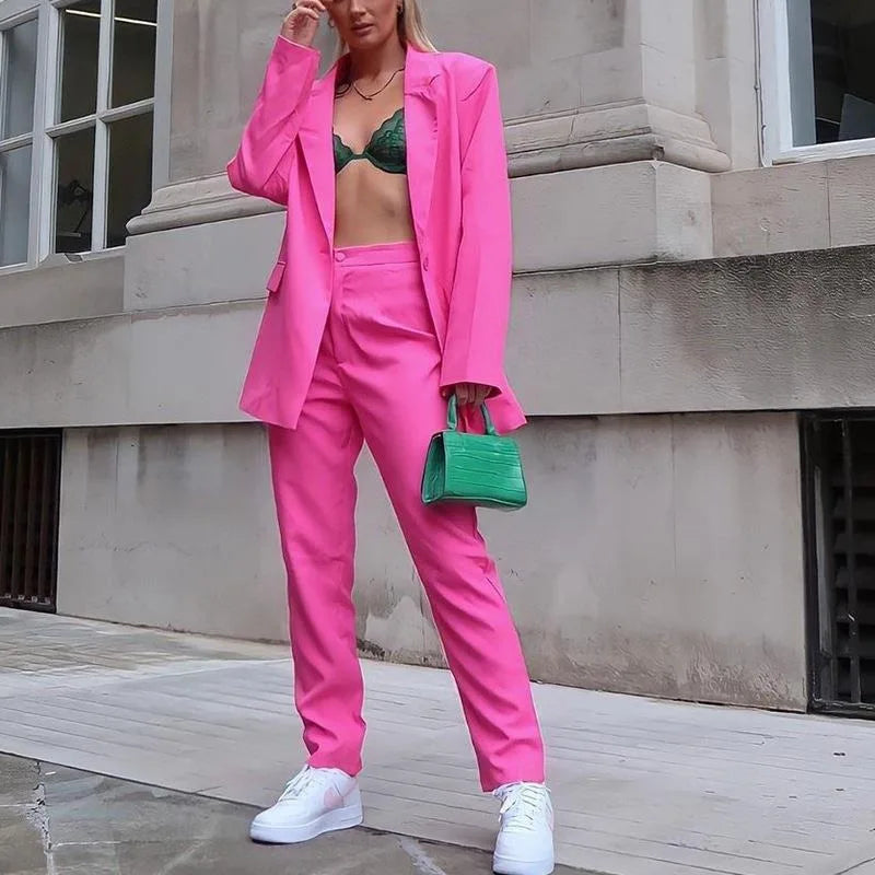 Hot Selling Professional Suit Set Solid Color Healthy Fabric 2024 Spring and Autumn New Women's Fit Suit Two-piece Set