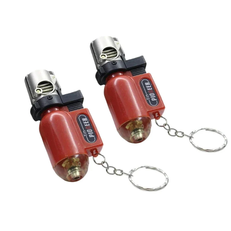 2PCS New Windproof Jet Torch Butane Lighter Portable BBQ Outdoor Ignition Survival Tool Keychain Cigarette Tool Lighters for Men