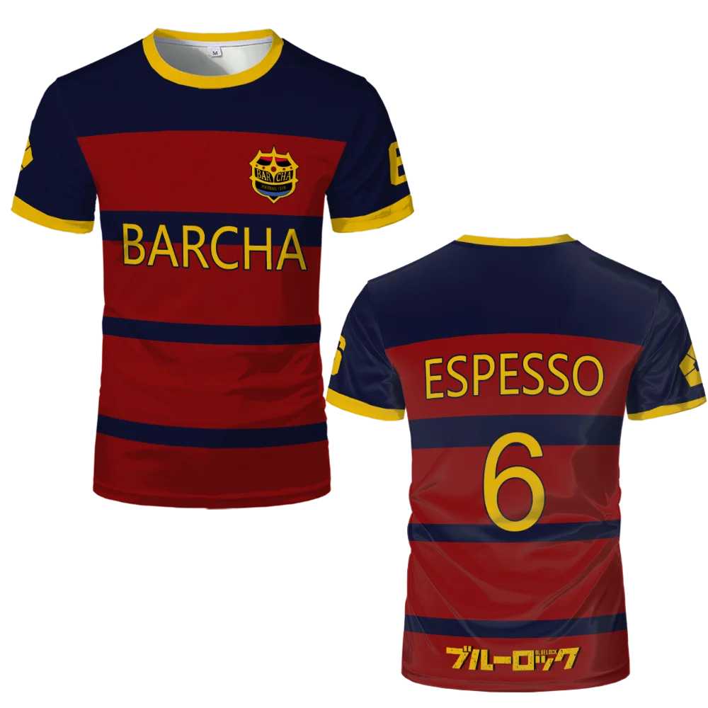 Blue Lock FC Barcha Cartoon Anime Cosplay Men Jersey Summer Short Sleeve Children Tee Tops 2024 Style Fashion Mens Boys T-shirt