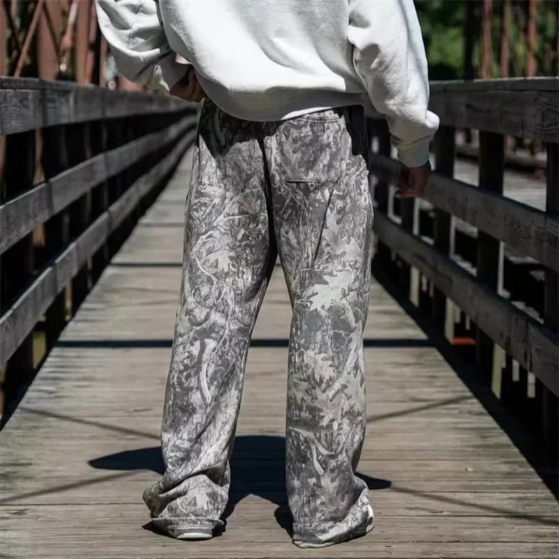 spring autumn Straight Casual Pants Men Camouflage Wide Leg Pants Breathable camouflage trousers loose Large size men sweatpants