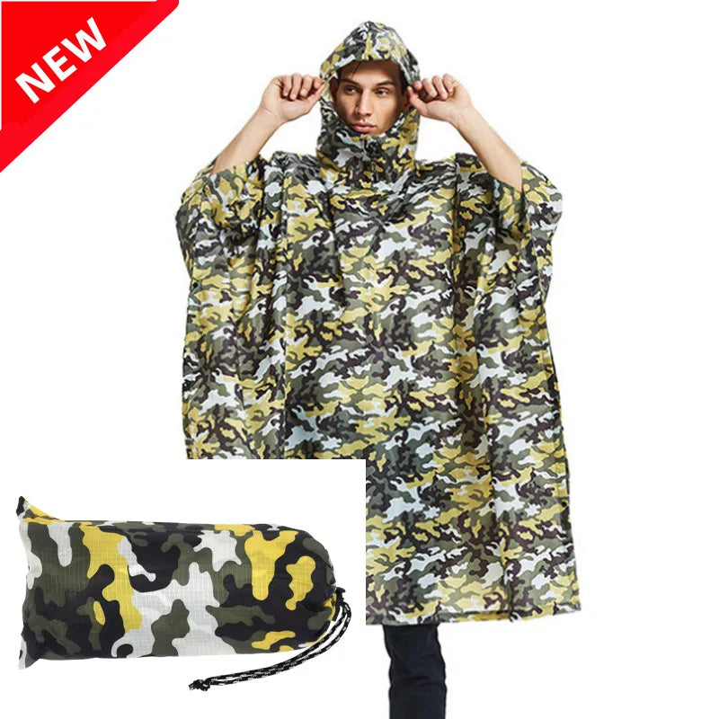 Camouflage Waterproof Raincoat Poncho – Multifunctional Hunting & Camping Rain Cover