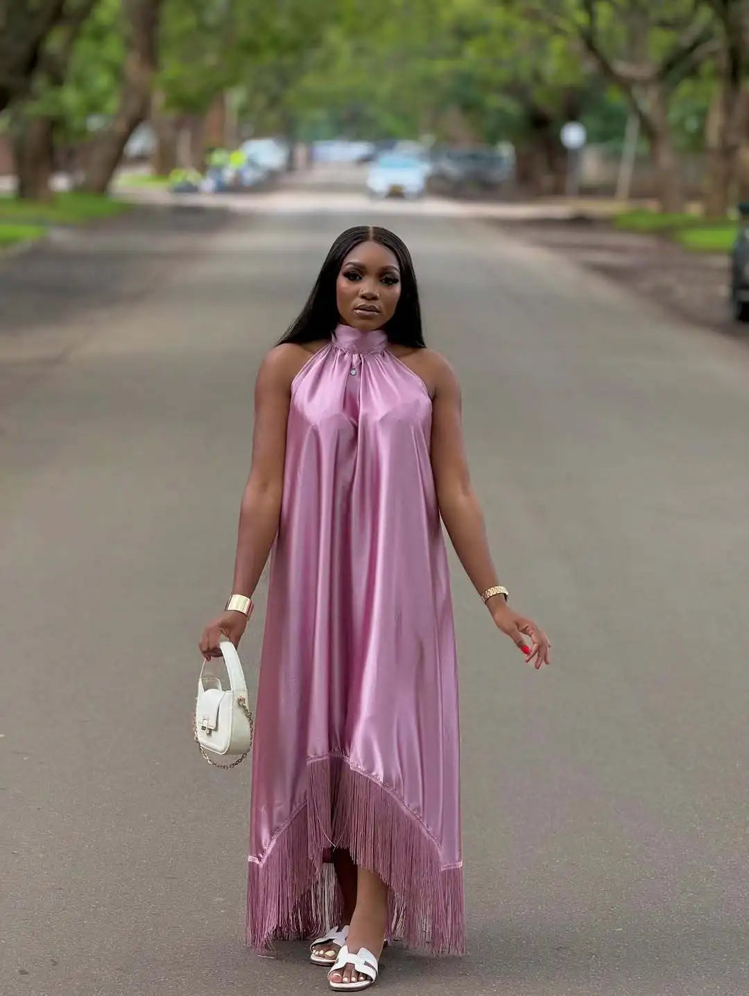 Long Dress Women Dresses Sexy Vestidos Y2k Streetwear Sleeveless Halter Irregular Tassel Elegant Splice Party Night Work 2026