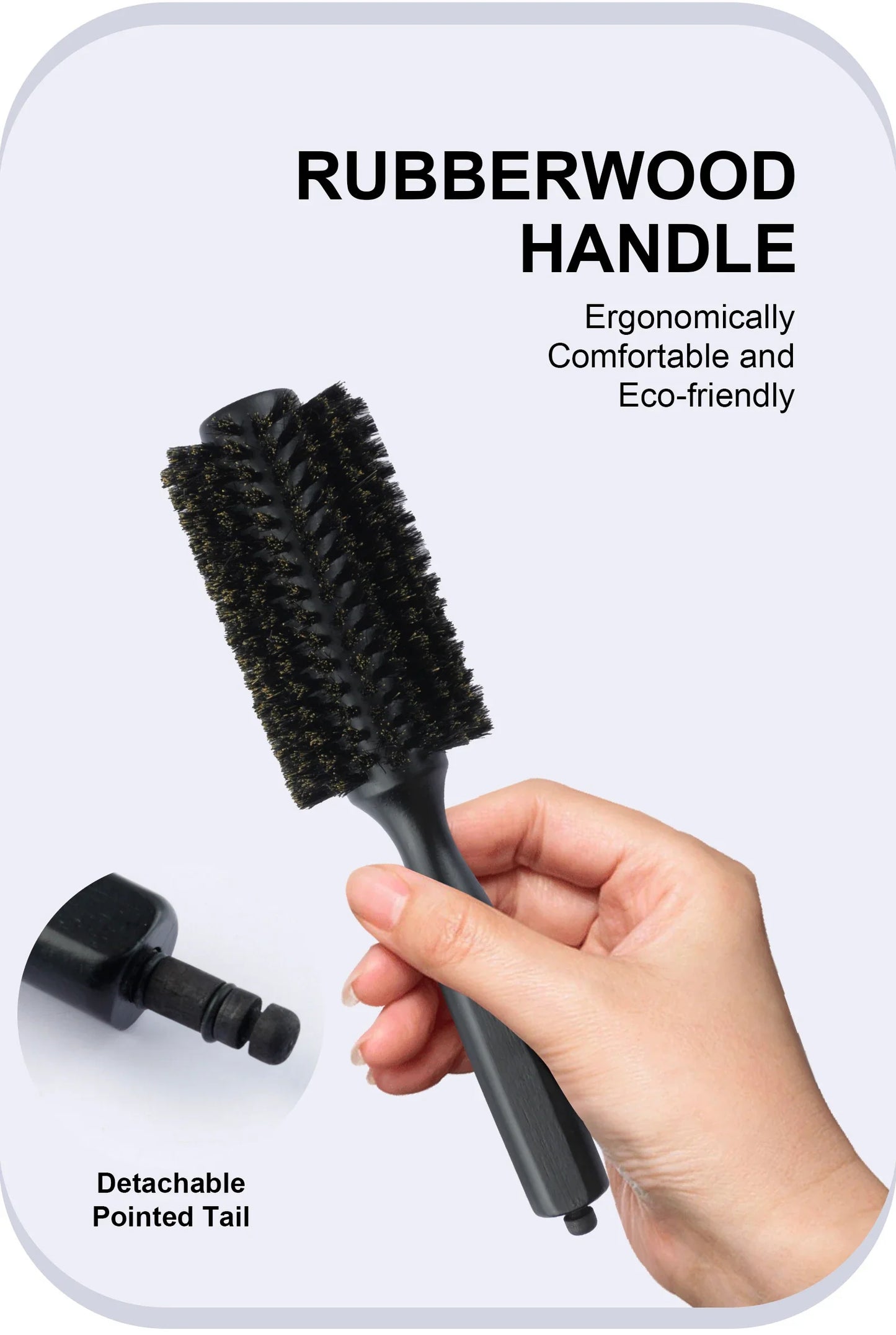 6 Sizes Boar Bristle Round Hair Brush Curly Hair Styling Comb Professional Removable Tail Barber Hairdresser Round Rolling Comb