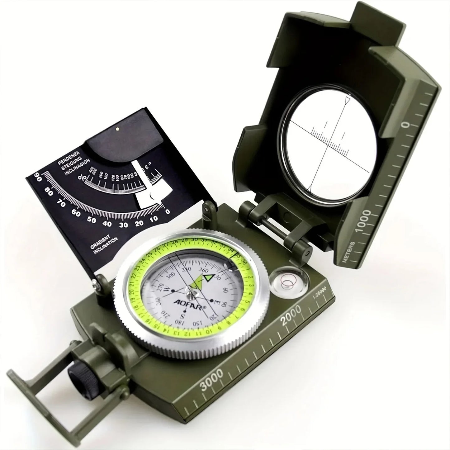 Phosphorescent Lensatic Compass – High-Precision Navigation for Hiking, Camping & Survival