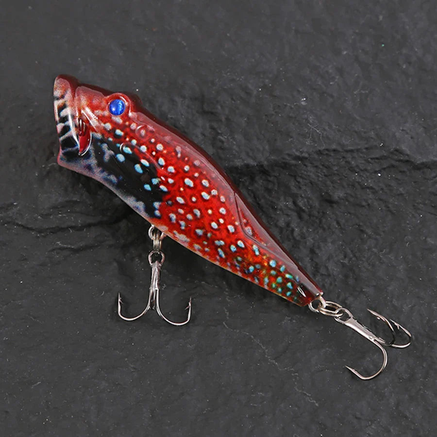 5pcs Striped Crankbait Popper Fishing Lure Set Tackle 8cm/12.4g Dot Painted Artificial Hard Bait With Hook Wobbler For Fish/Pike