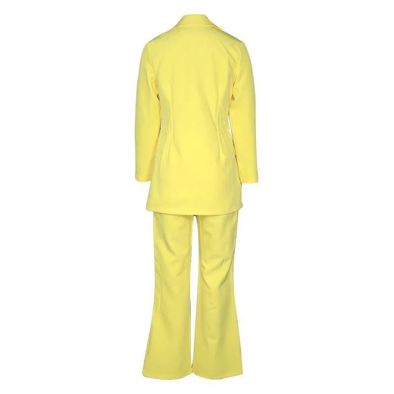 Hot Selling Professional Suit Set Solid Color Healthy Fabric 2024 Spring and Autumn New Women's Fit Suit Two-piece Set