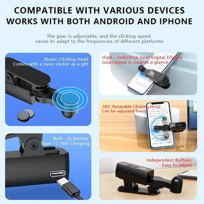 Auto Screen Clicker Device for Smartphone, Adjustable Touch Tapper Tool for Games, Apps, Live Streaming and Repeated Tapping