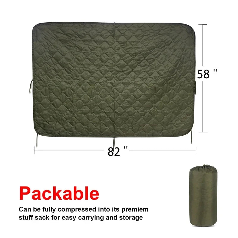 Military Poncho Liner Blanket – 82×58", Water-Repellent, 5 Colors