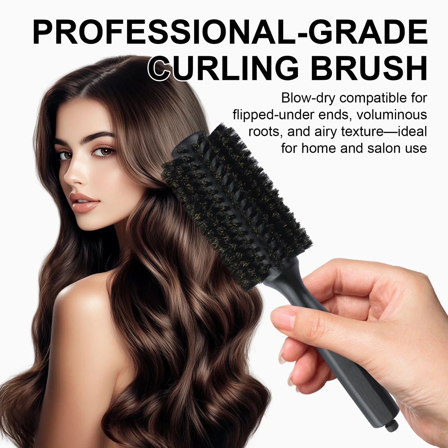 6 Sizes Boar Bristle Round Hair Brush Curly Hair Styling Comb Professional Removable Tail Barber Hairdresser Round Rolling Comb