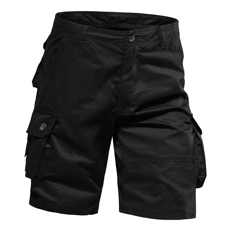 Men's Multi-Pocket Cotton Cargo Shorts – Loose Fit Outdoor & Beach Shorts