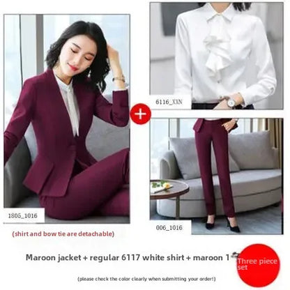 Elegant Red Western-style Suit Jacket For Women Fashionable Professional Attire For Hosting Events Job Interviews