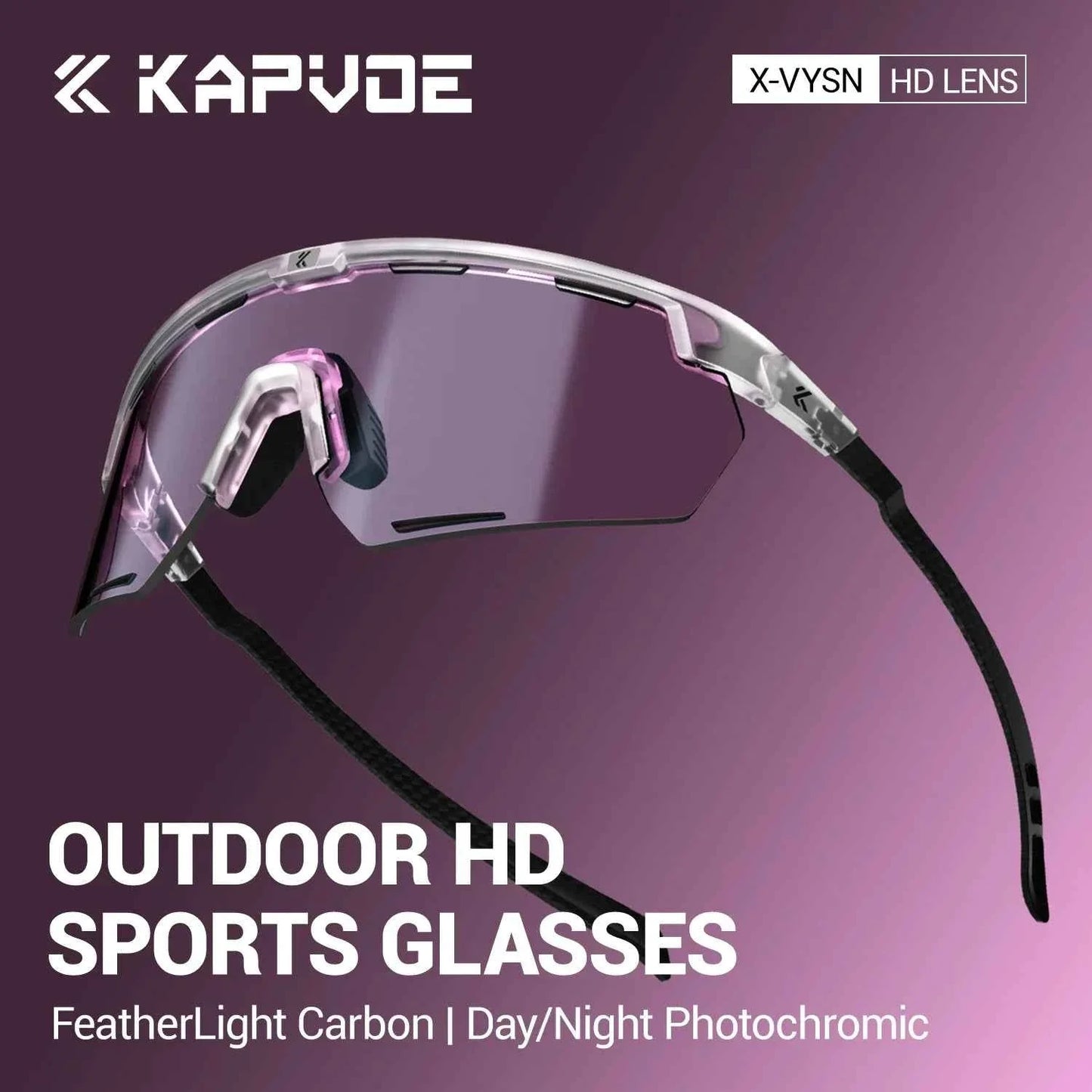 Kapvoe Real Carbon Fiber Cycling Glasses Sunglasses for Men Lightweight Photochromic UV400 MTB Bike Bicycle Sports Eyewear