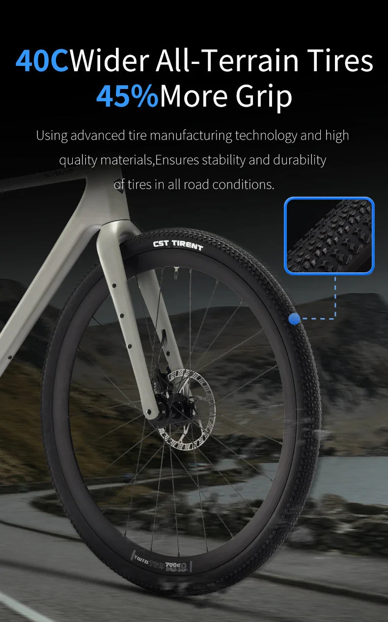 SAVA SF6 Carbon Fiber Gravel Road Bike All Terrain Suitable Off-Road Flat Handlebar Road Bicycle Oil Disc Bicycle Race Bike