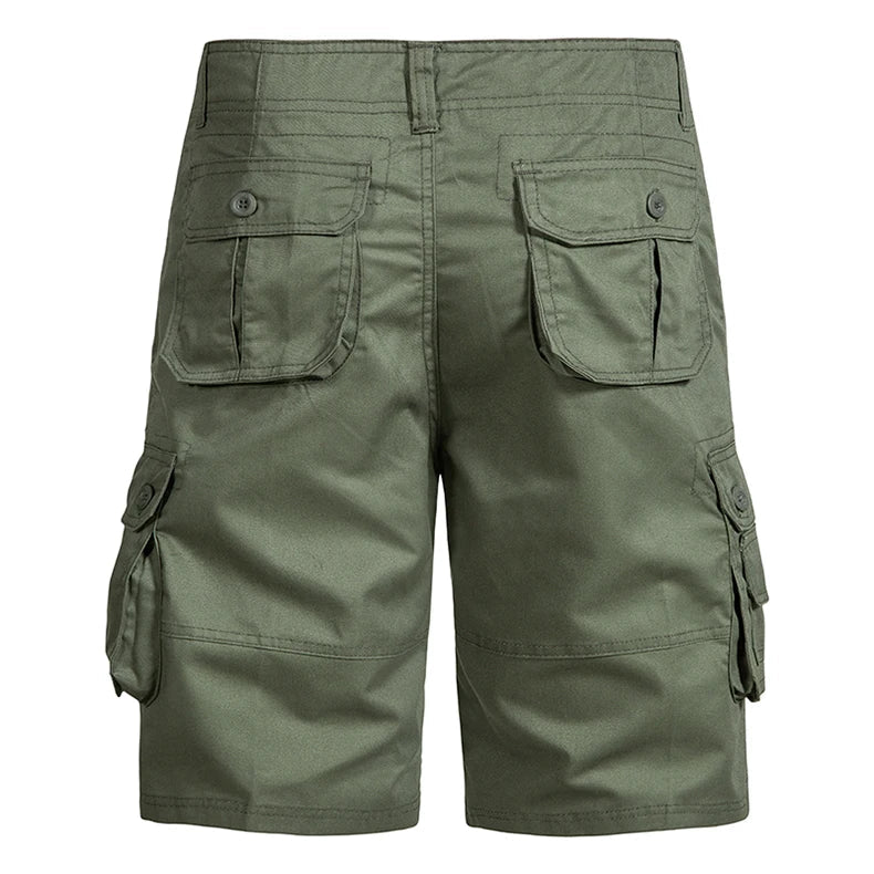 Men's Multi-Pocket Cotton Cargo Shorts – Loose Fit Outdoor & Beach Shorts