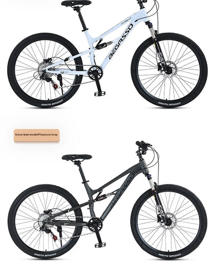 Men's Aluminum Alloy Mountain Bike – 27.5"/26" Soft Tail Full Suspension Adult MTB