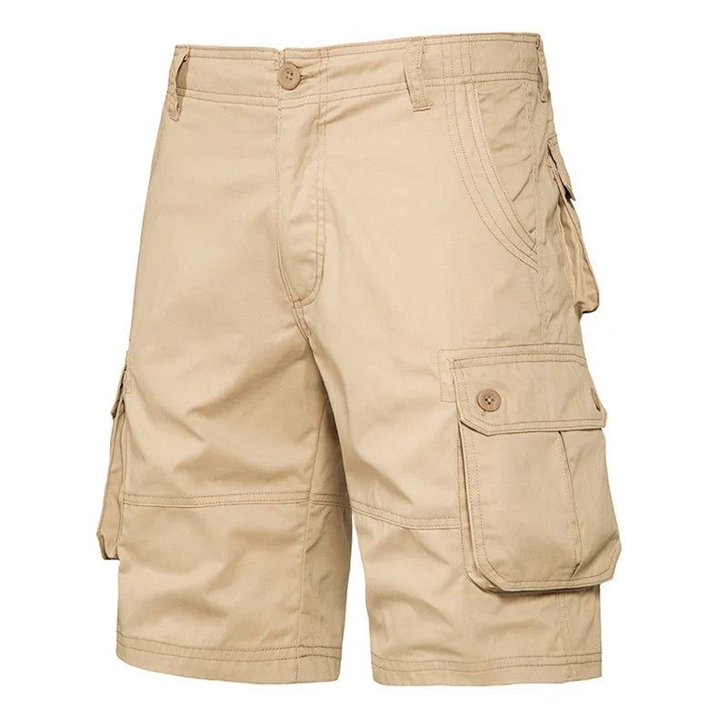 Men's Multi-Pocket Cotton Cargo Shorts – Loose Fit Outdoor & Beach Shorts