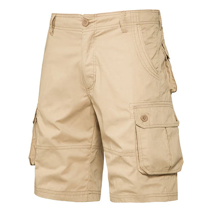 Men's Multi-Pocket Cotton Cargo Shorts – Loose Fit Outdoor & Beach Shorts