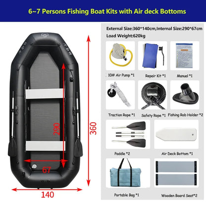 Professional Inflatable Dinghy Raft Set – Tear-Resistant PVC, 1–6 Persons (1.75–3.6m)