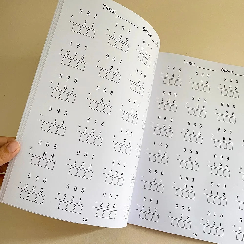 Addition And Subtraction Within 1000 Maths Workbook Primary School Training Book Arithmetic Competition Teaching Aids Montessori