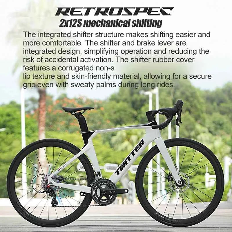 Cheap Mechanical Shifting Carbon Road Disc Bike 700*28C RS-24S Hydraulic Brake Racing Bicycle With Carbon 3K Handlebar For Sale